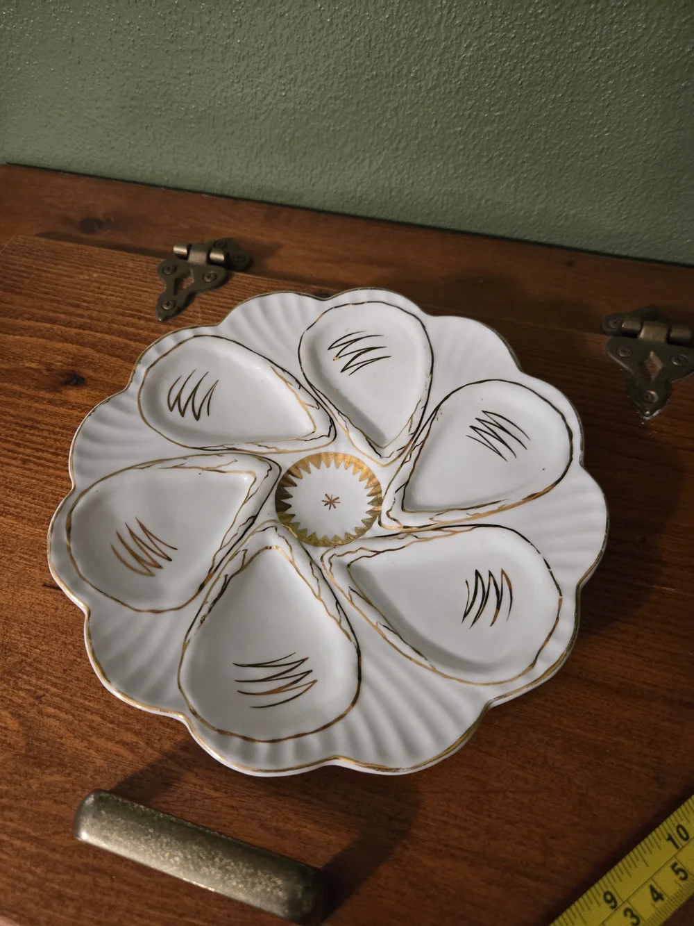 Victoria Karlsbad Austria White and Gold Porcelain Oyster Platw